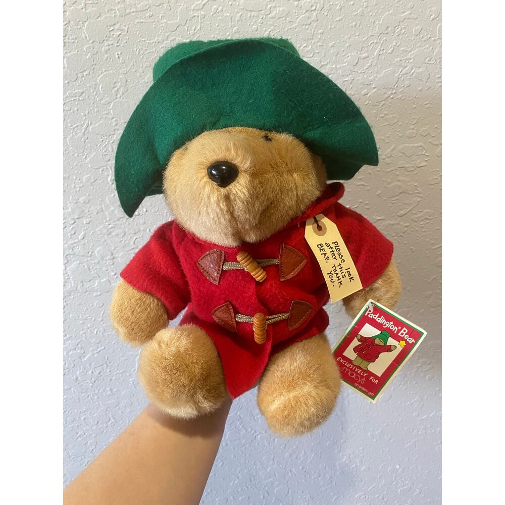 Paddington Teddy Bear Eden Macys Plush Doll Green Hat Red Coat Hoodie NWT